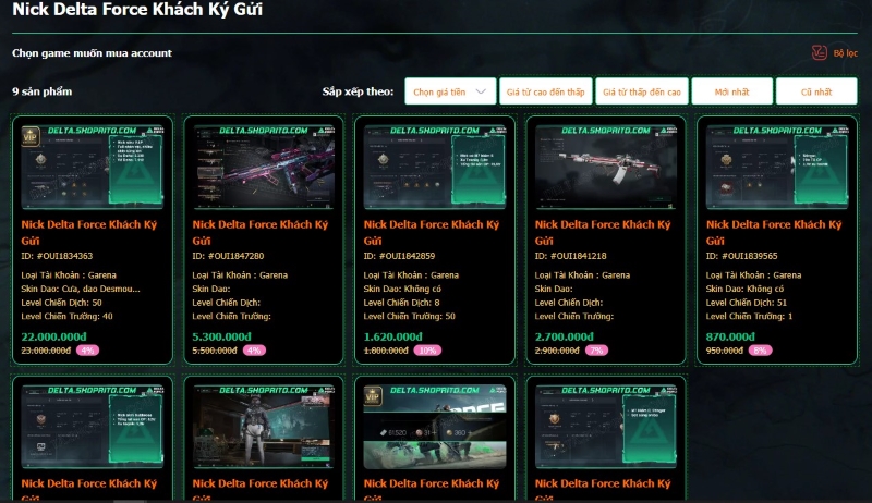 Nick Delta Force Khách Ký Gửi Tại Shop Delta Force Rito