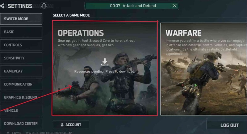 Chế độ Operations