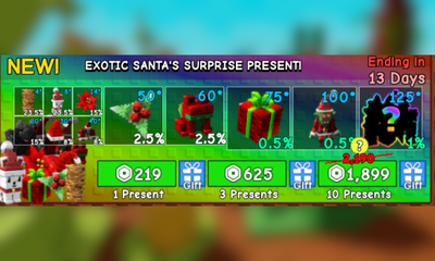 Grow a Garden Exotic Santa's Surprise Presenti -  3 Present 625