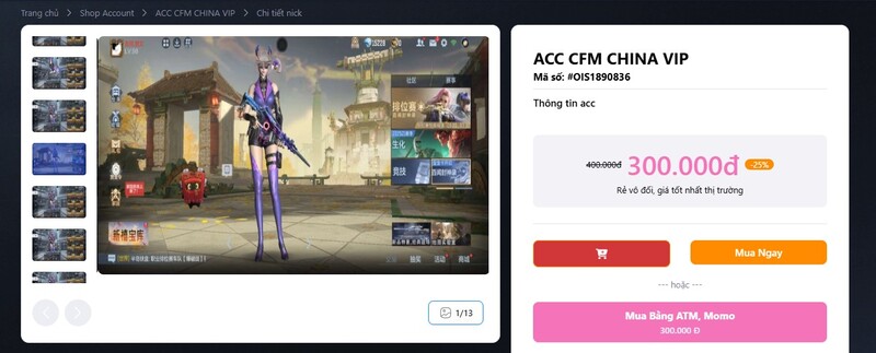 Acc CFM China VIP đang bán tại shop acc CFM Rito