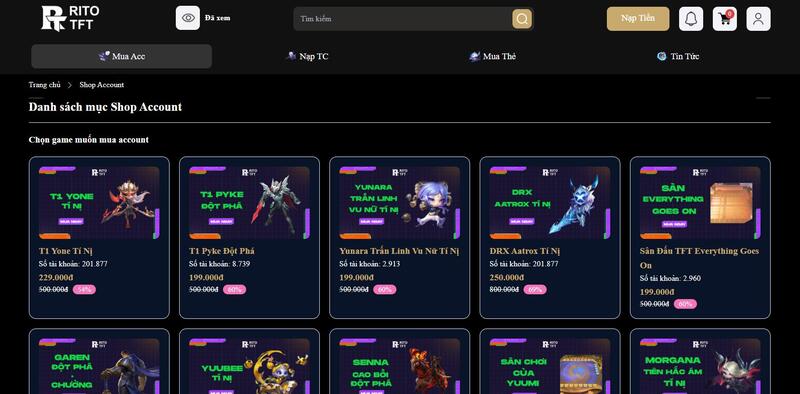 Địa chỉ mua acc TFT an toàn 