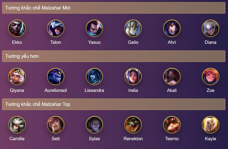 Tướng khắc chế và cách đối phó Malzahar Tướng khắc chế và cách đối phó Malzahar