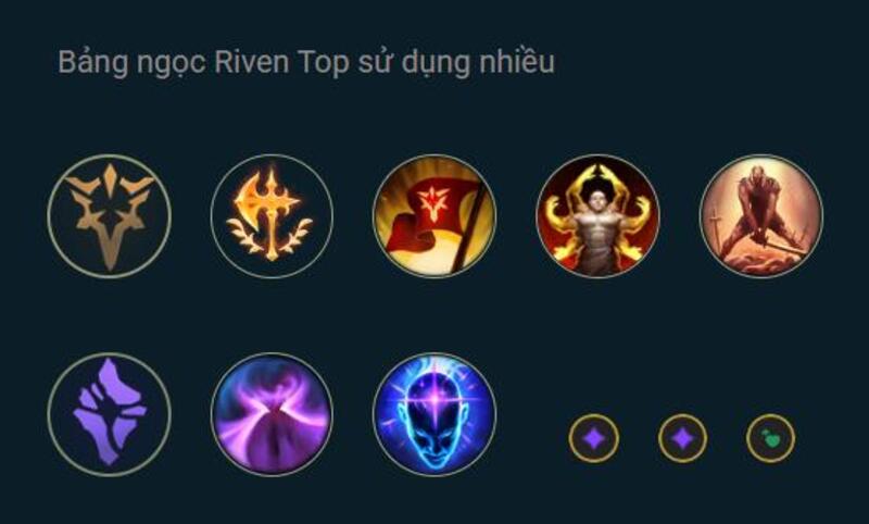 Bảng ngọc Riven Top sử dụng nhiều Bảng ngọc Riven Top sử dụng nhiều