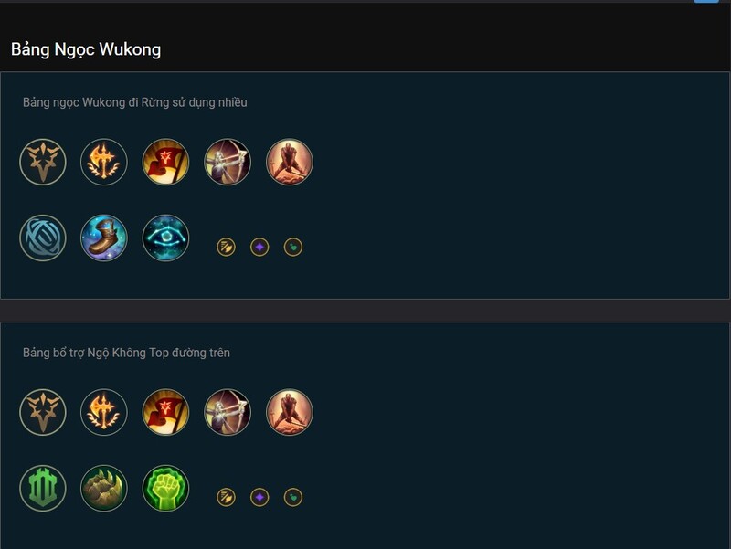 Bảng Ngọc Phù Hợp Cho Wukong đi rừng và top