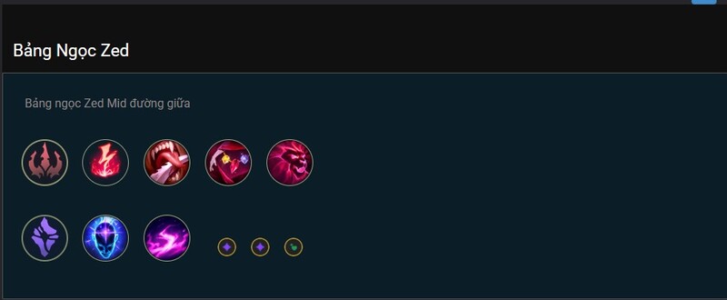 Bảng ngọc đường Mid cho Zed Bảng ngọc đường Mid cho Zed