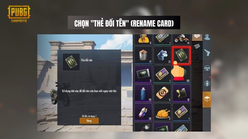 Chọn Thẻ Đổi Tên (Rename Card)
