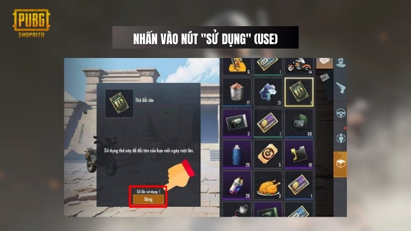 Nhấn vào nút "Sử dụng"