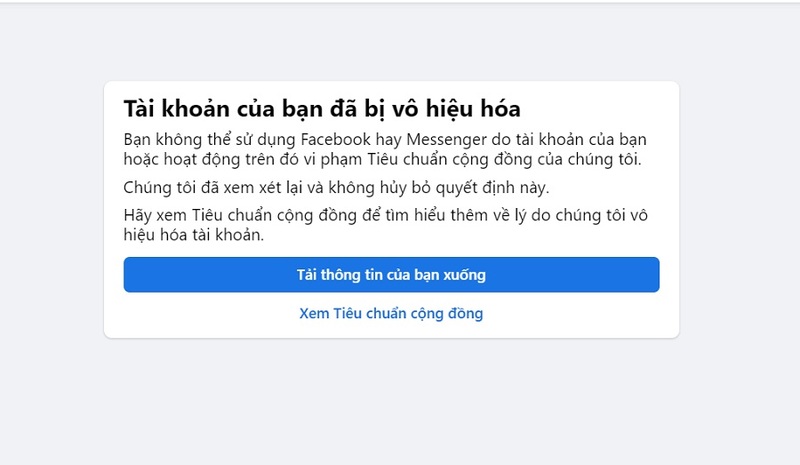 Tài khoản Facebook bị khóa