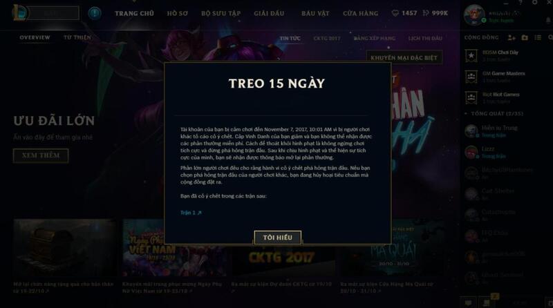 Acc TFT bị khóa do lỗi vi phạm