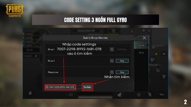 Dán mã code vào ô và nhấn Tìm kiếm.
