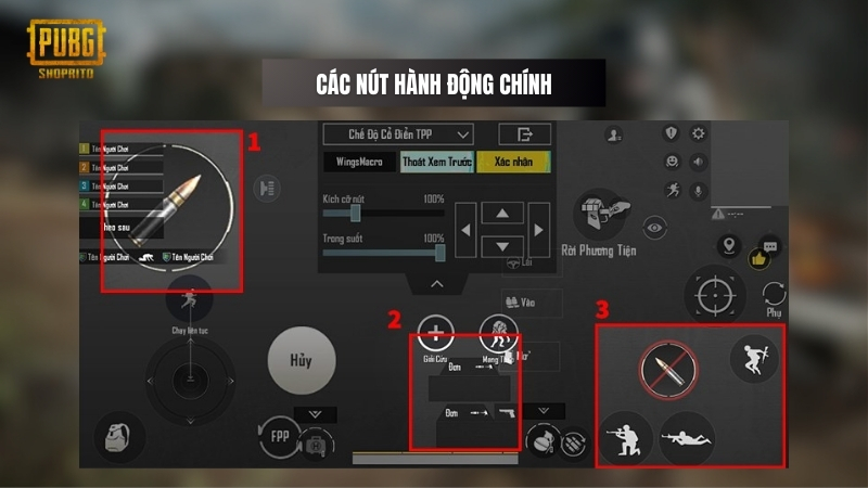 Các nút hành động chính