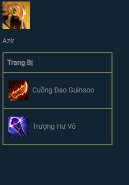 Trang bị khuyến nghị Azir