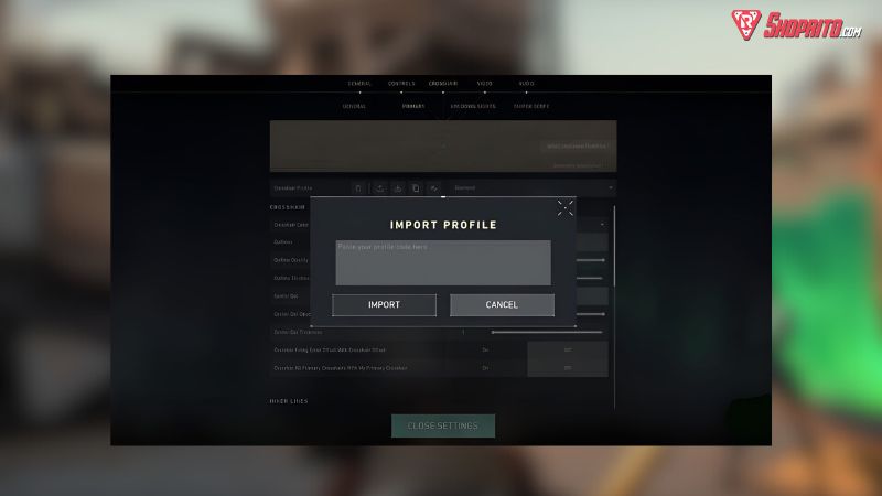 Dán mã Crosshair mà bạn đã sao chép vào ô nhập code Dán mã Crosshair mà bạn đã sao chép vào ô nhập code