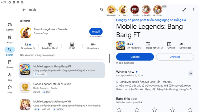 Tải MLBB Cho Android (CH Play)