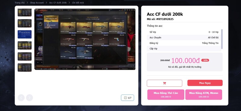 Acc CF giá rẻ - dưới 200k