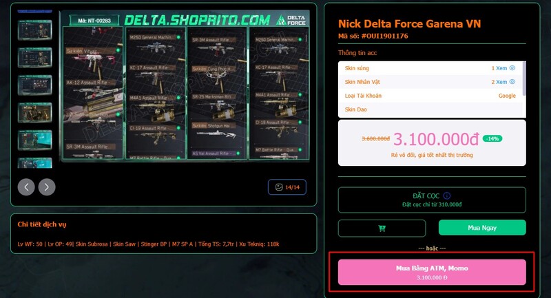 Acc Delta Force đầy đủ thông tin, minh bạch rõ ràng