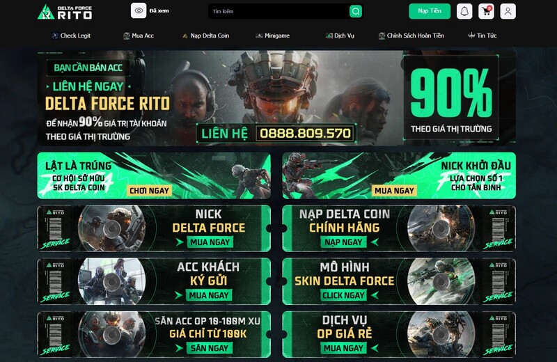 Shop bán acc Delta Force cần có website riêng, thương hiệu rõ ràng