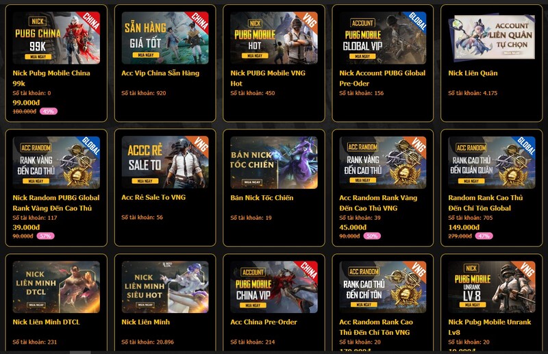 Các dòng acc PUBG Mobile phổ biến hiện nay có tại Shop PUBG Rito