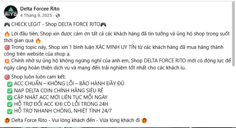 Lựa chọn Shop acc Delta Force uy tín để mua