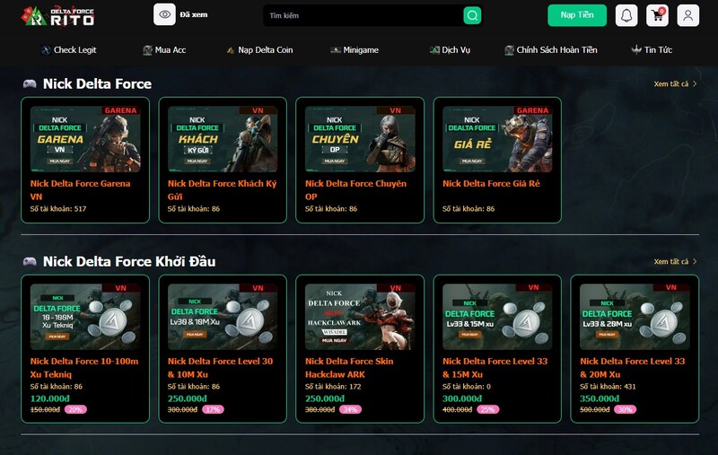 Mua acc Delta Force tại shop Delta Force Rito