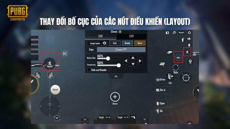 Thay đổi bố cục nút di chuyển, nút bắn Thay đổi bố cục nút di chuyển, nút bắn