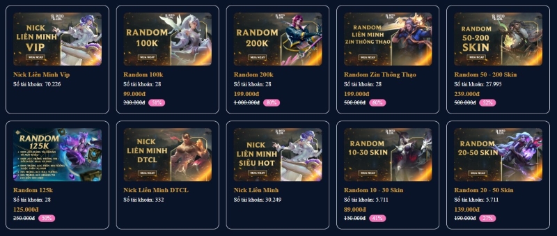 Danh Mục Acc Liên Minh Đa Dạng Tại Shop Acc LOL Rito