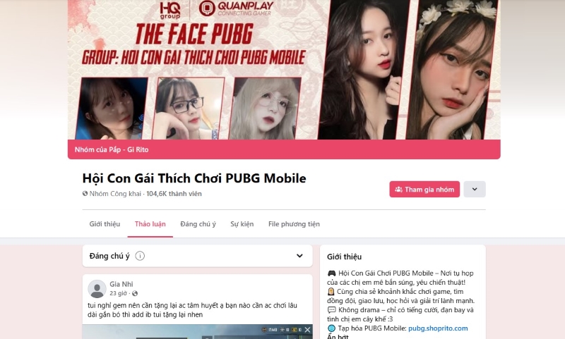 Group Hội Con Gái Thích Chơi PUBG Mobile Group Hội Con Gái Thích Chơi PUBG Mobile