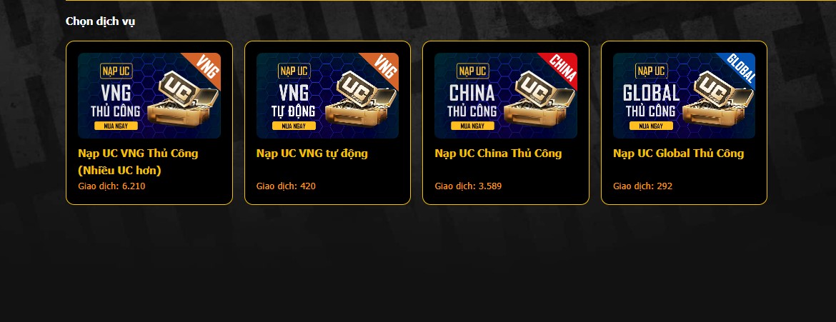 Dịch vụ nạp UC giá rẻ tại Shop Rito