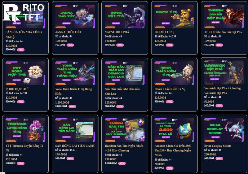 Shop TFT Shop Rito cung cấp đa dạng các loại acc TFT Shop TFT Shop Rito cung cấp đa dạng các loại acc TFT