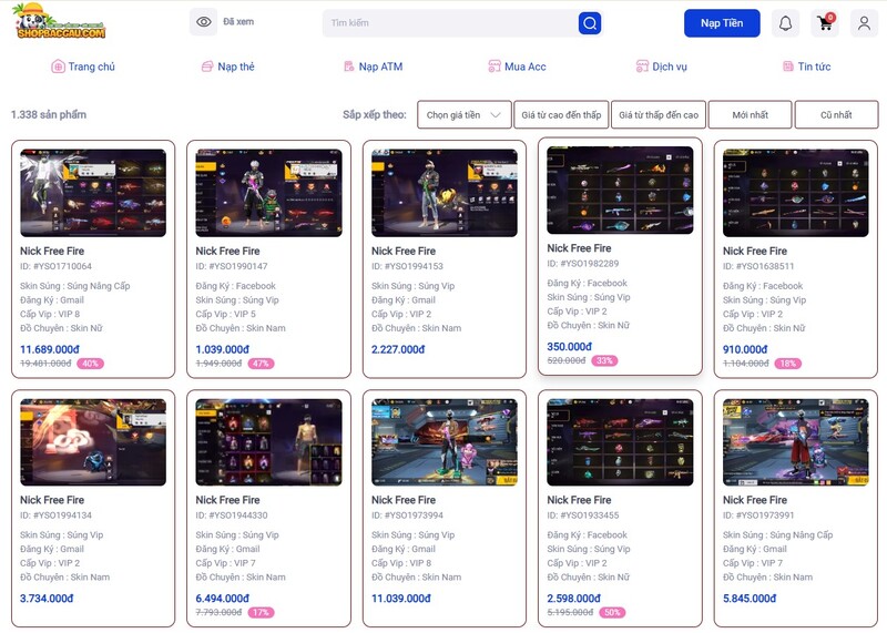 Shop Bác Gấu cam kết bán acc Free Fire uy tín