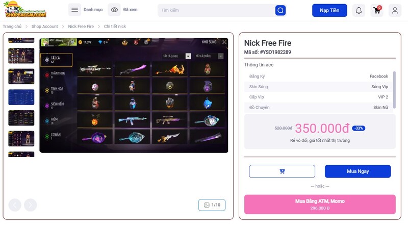 Shop Bác Gấu là nơi đáng tin cậy để game thủ mua acc Free Fire