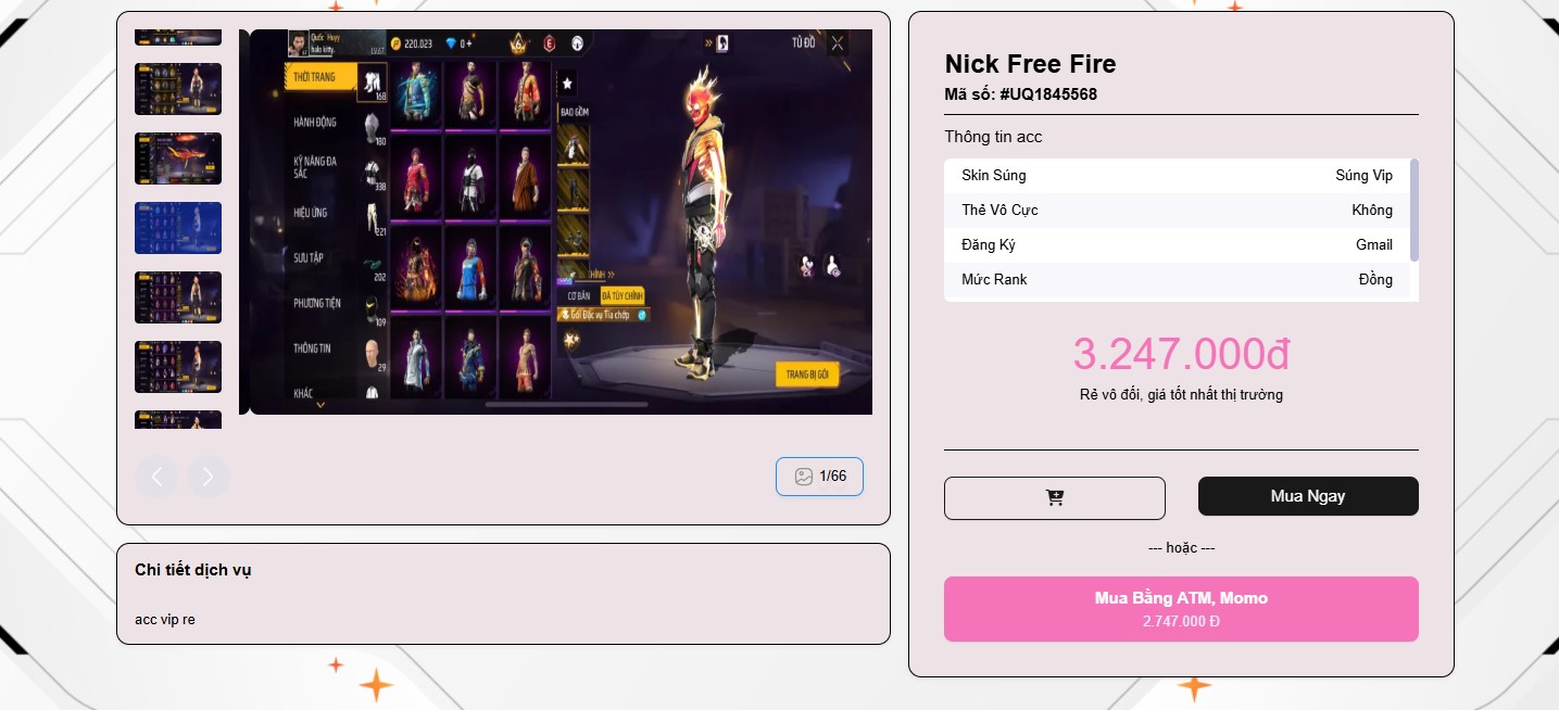 Mua acc Free Fire Tự động - Nhanh chóng - Bảo mật tuyệt đối