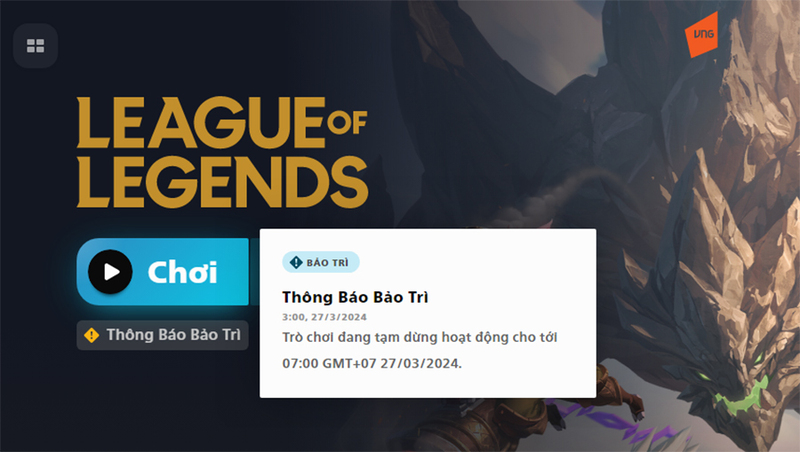 Server Riot đang bảo trì