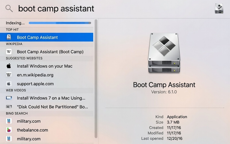 Mở Boot Camp Assistant