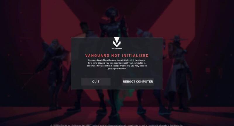 Riot Vanguard bị lỗi