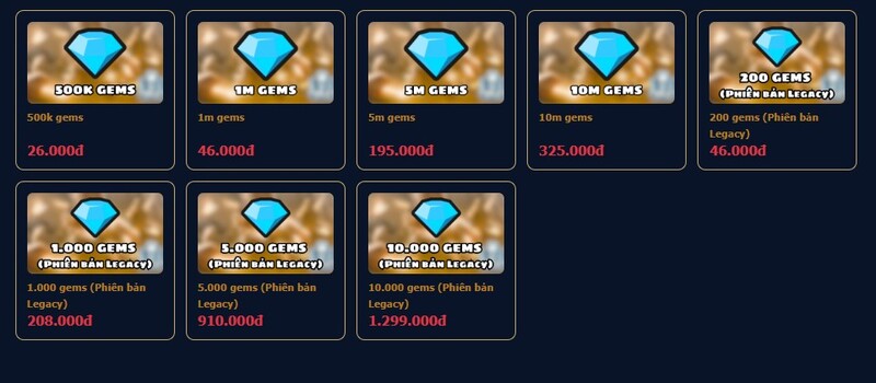 Bảng giá dịch vụ Gems Toilet Tower Defense