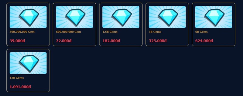 Danh mục dịch vụ bán Gem 99