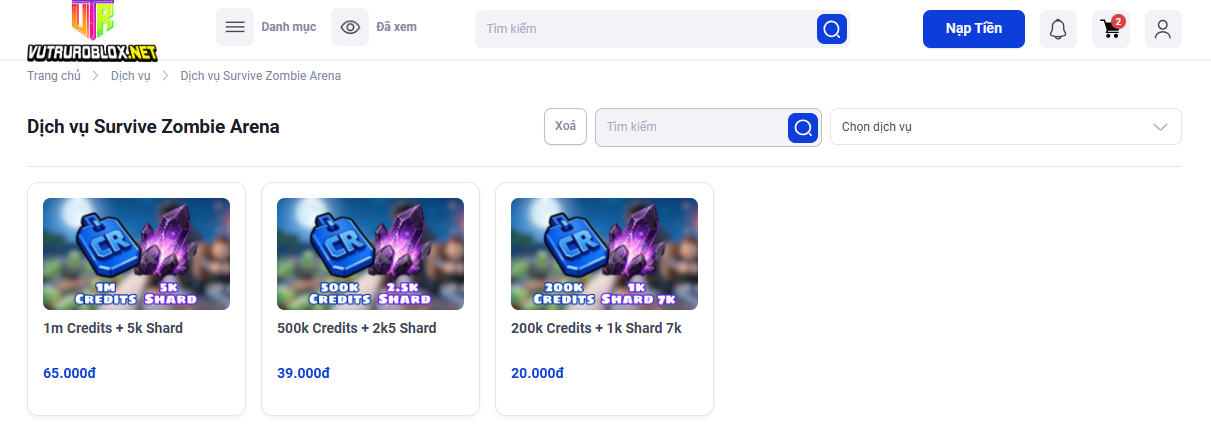 Dịch vụ Survive Zombie Arena
