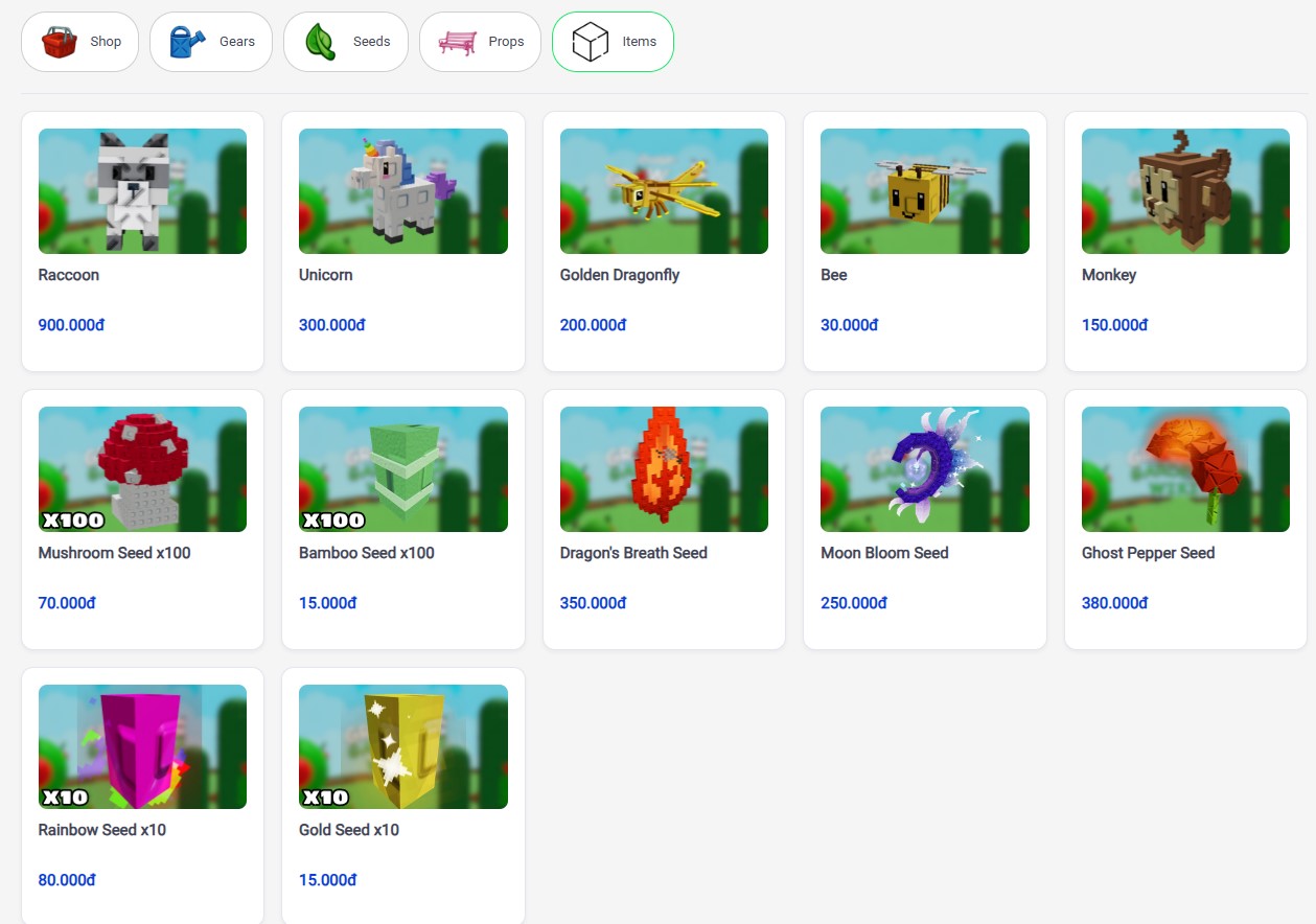 Items Grow a Garden 2