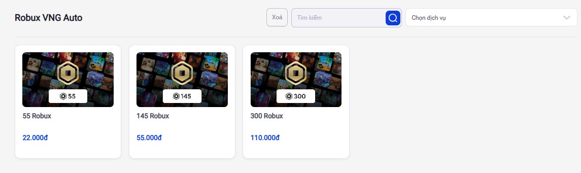Chọn gói Robux cần mua
